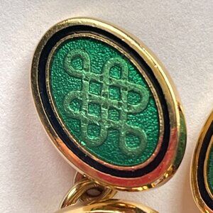 Green Enamel Celtic Eternity Double Sided Cuff Links